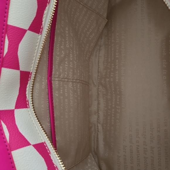 KATE SPADE BOW TOTE w/ Kate spade charm pink & white bow pattern 17 x 10 in - Picture 10 of 16
